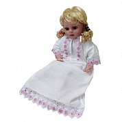 "МоёДитё" рубашечка крестильная на девочку "Кассия" белая с розовым КР-11